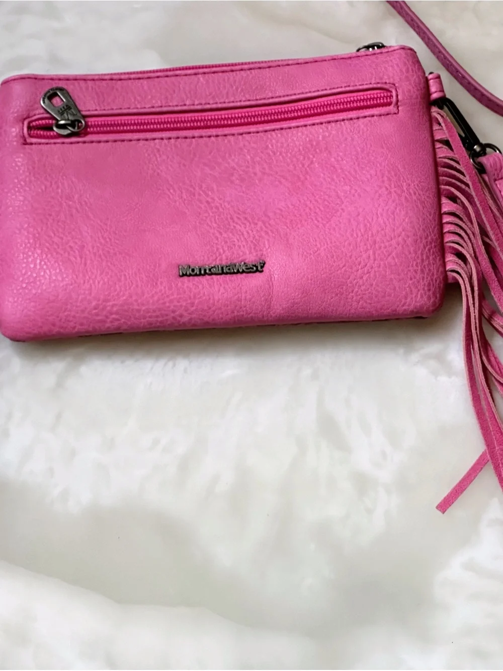 Montana West Pink Tooled Fringe Crossbody Bag